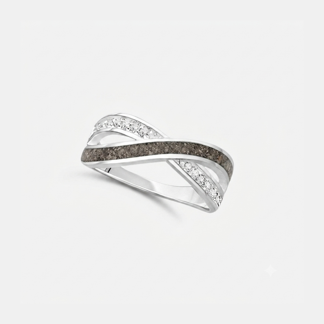 Anillo lazo de cenizas con circonitas