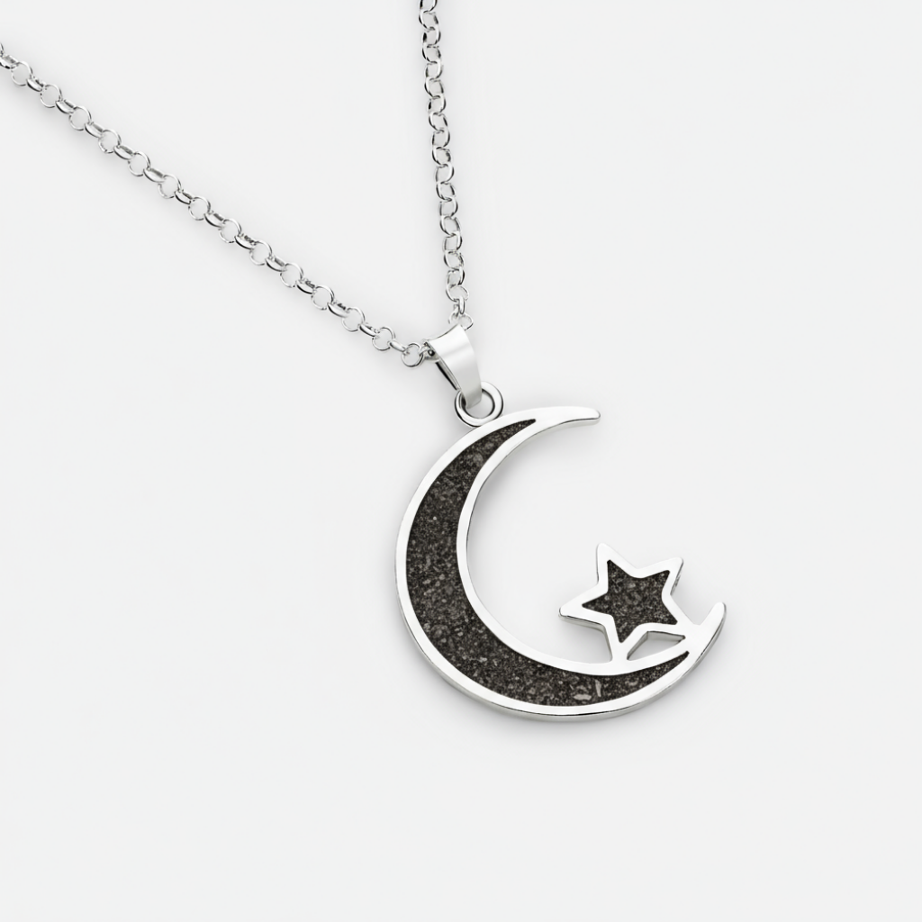 Colgante luna con estrella de cenizas