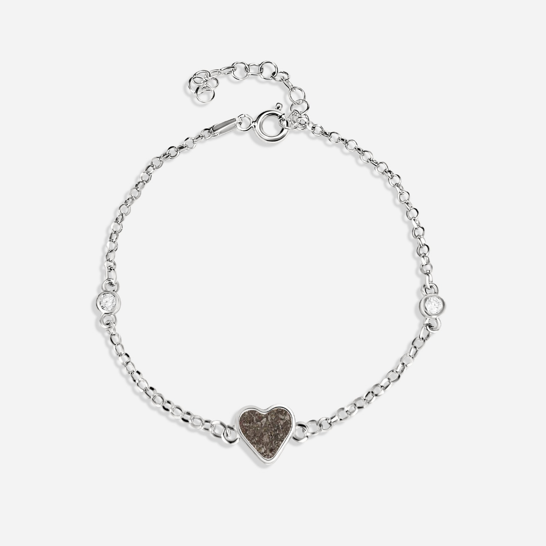 Pulsera corazón con circonitas de cenizas