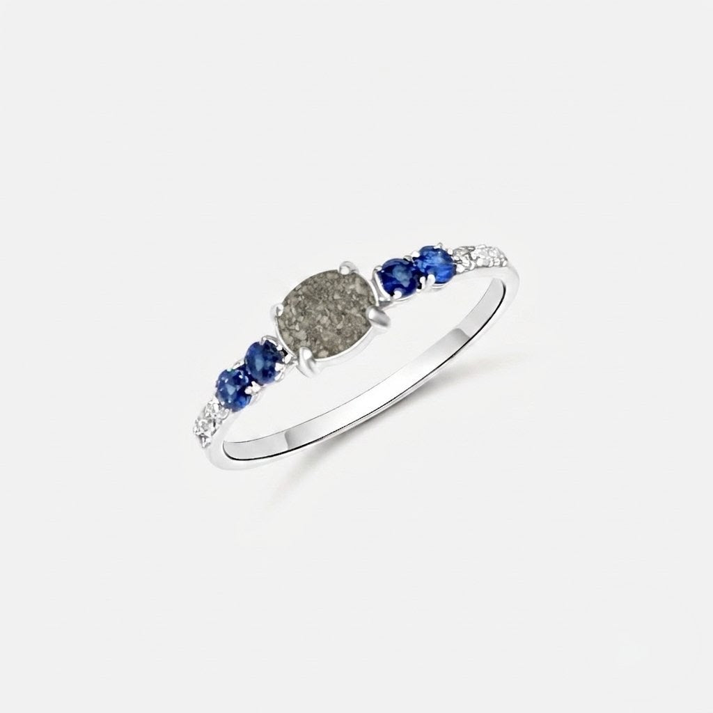 Anillo óvalo de cenizas en plata de ley | elaborada artesanalmente en plata de ley