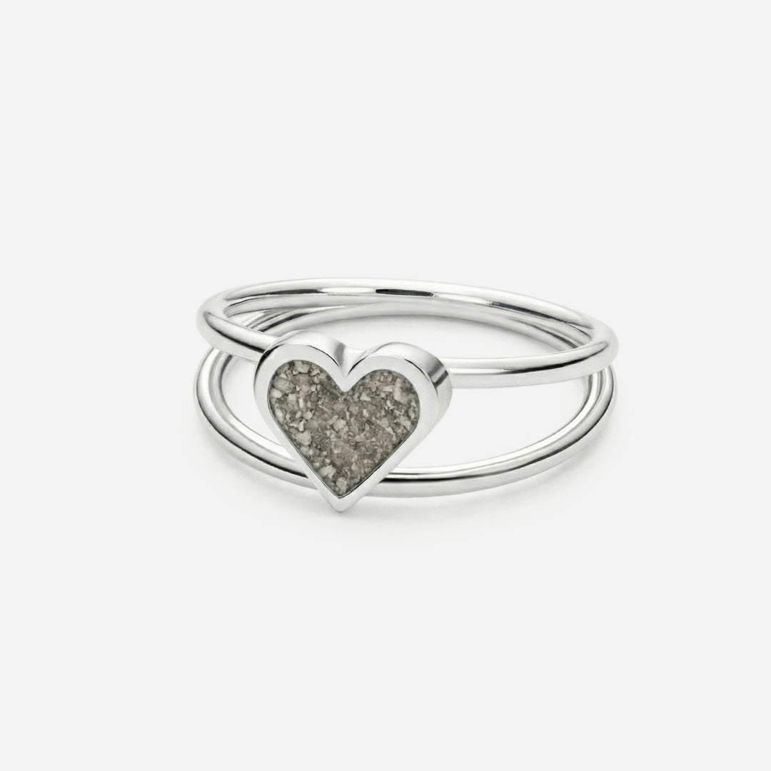 Anillo corazón doble aro de cenizas