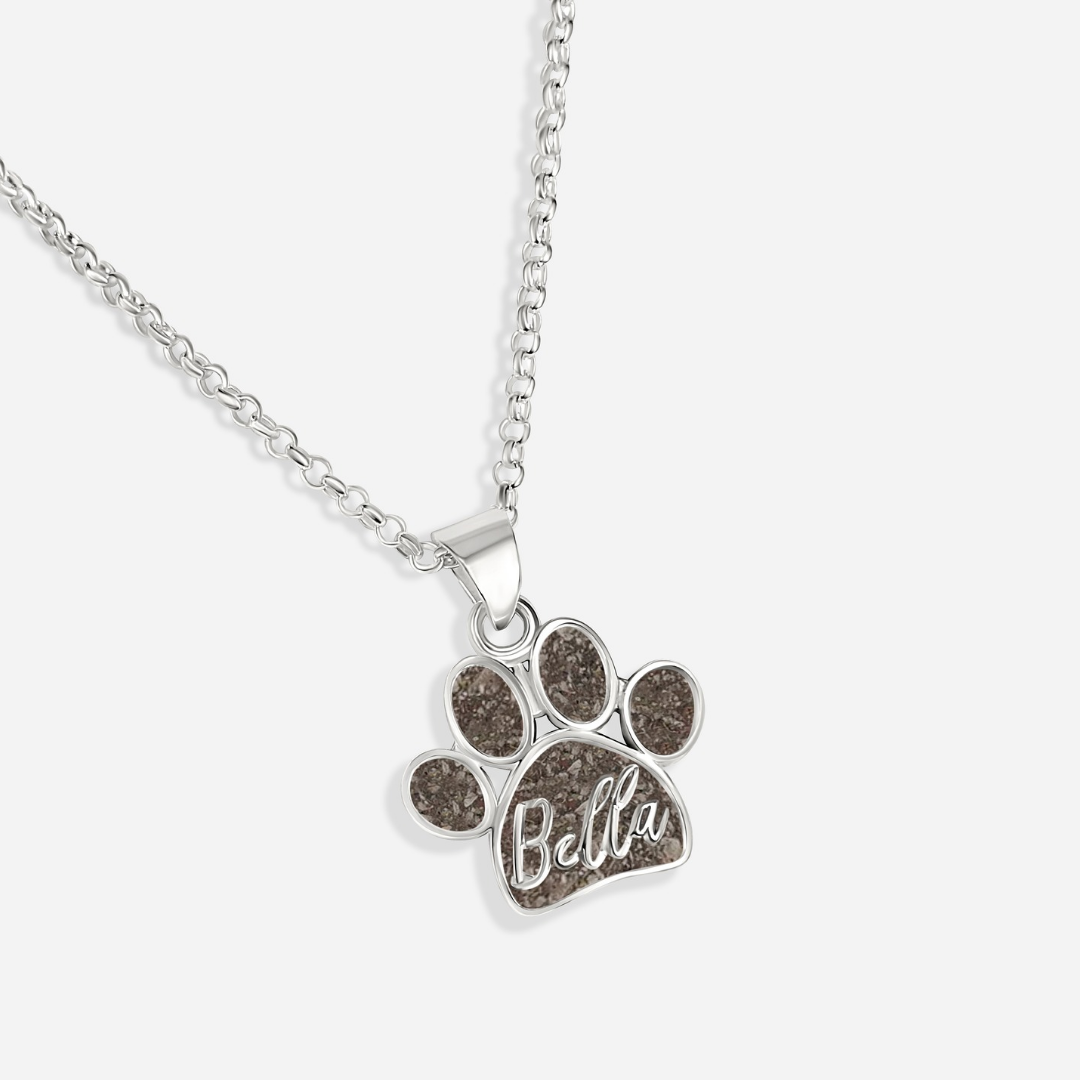 Colgante huella en plata de ley de cenizas con nombre