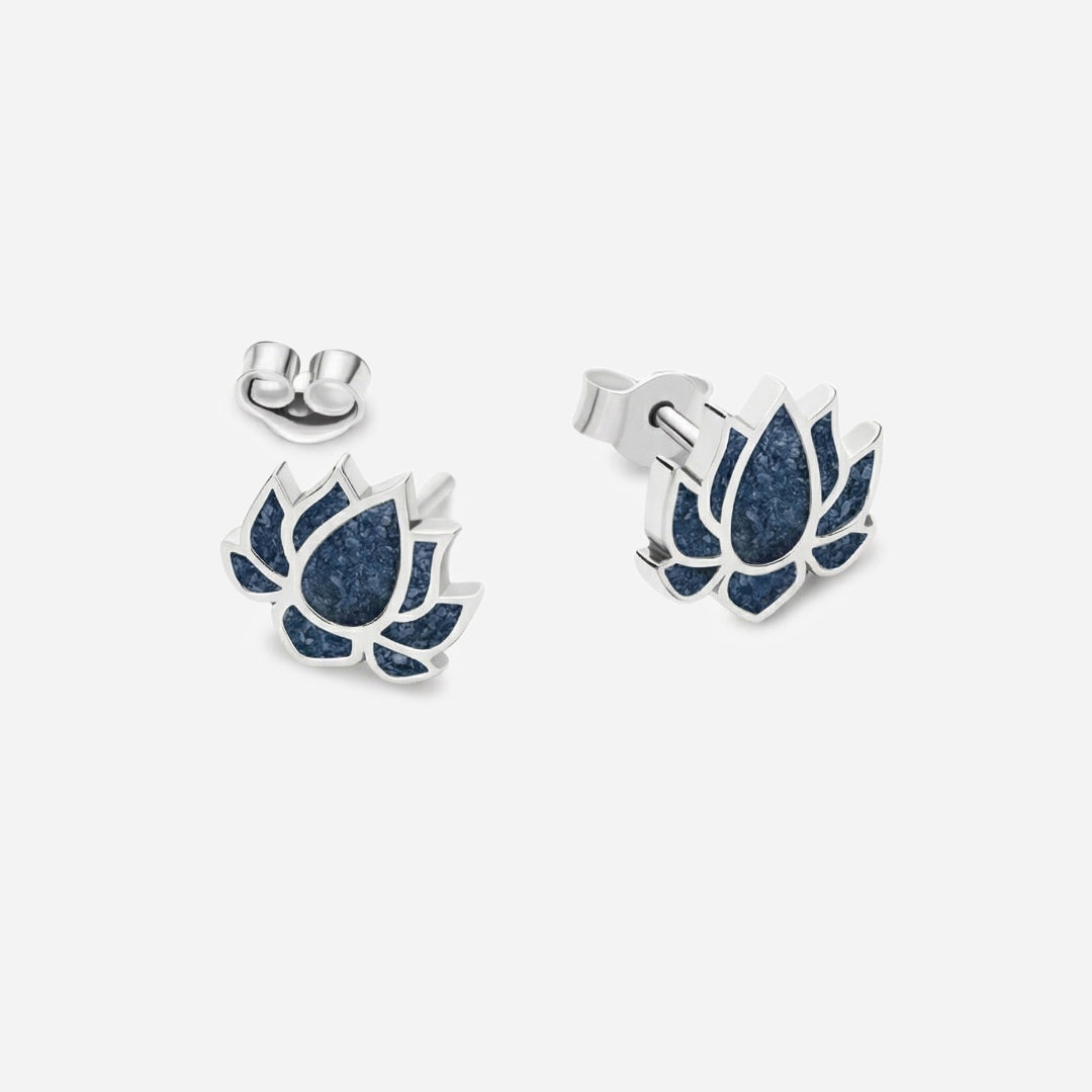 Pendientes flor de loto en plata de ley de cenizas