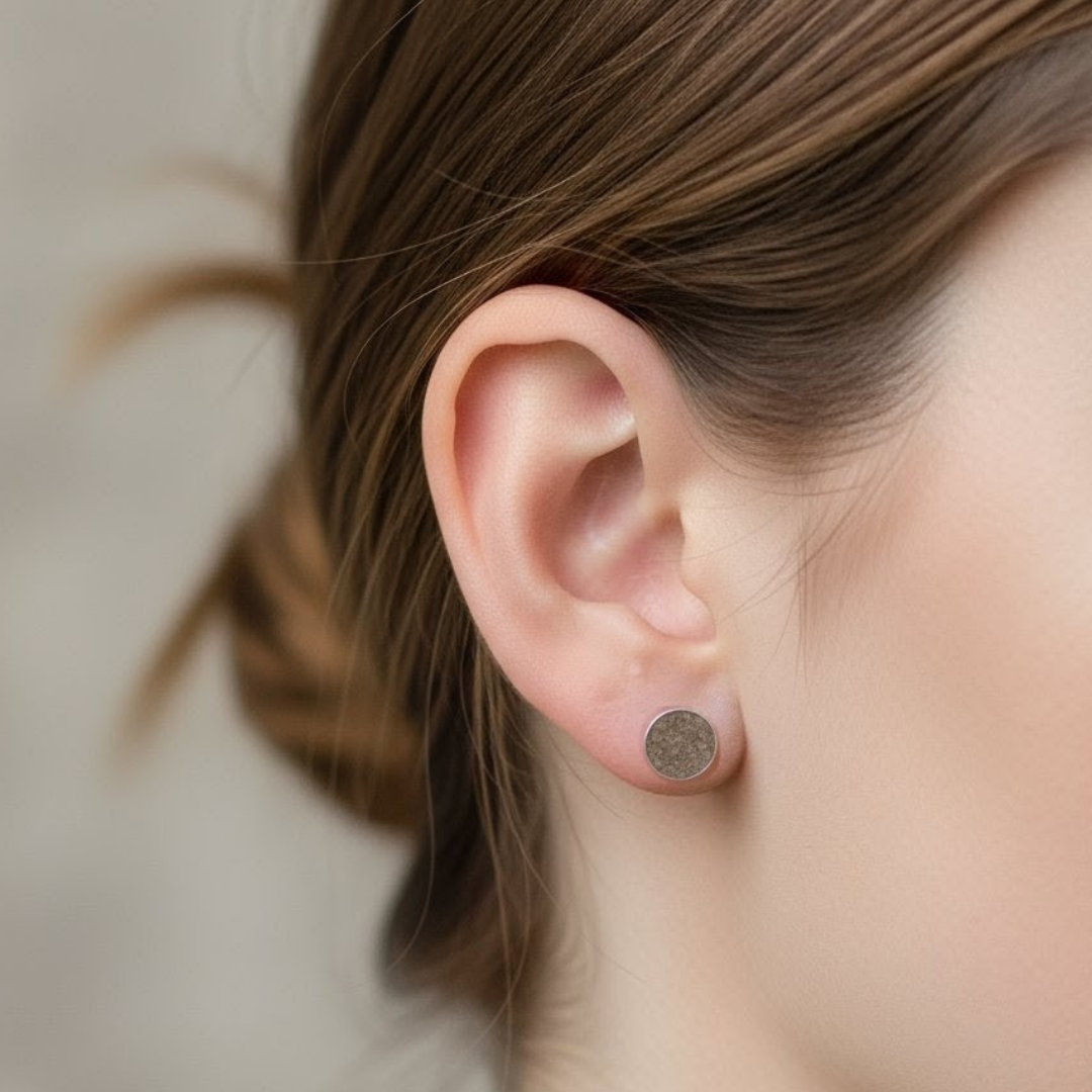 Pendientes círculo en plata de ley de cenizas